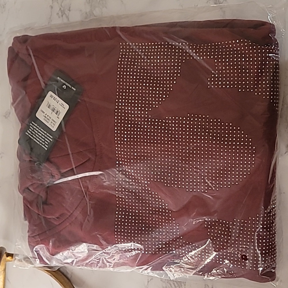 ❤️🔥❤️🔥TRUE RELIGION CRYSTAL RELAXED HOODIE- CABERNET WOMEN'S SIZE LARGE - Picture 8 of 10